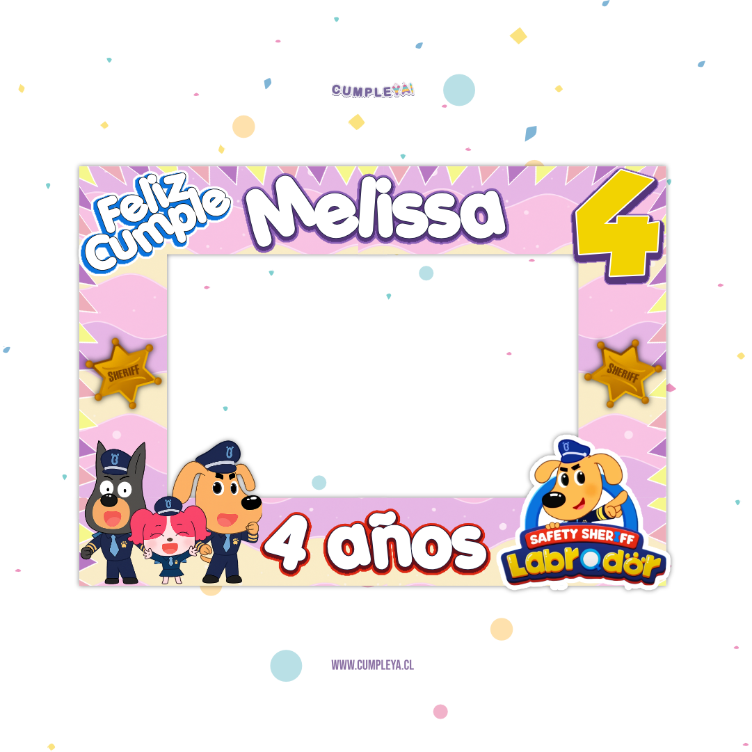 CUADRO SELFIE SHERIFF LABRADOR 77X55CM