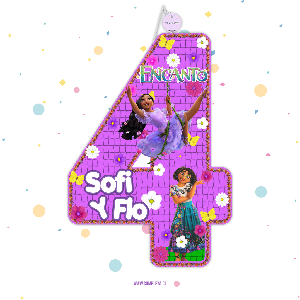 PIÑATA NÚMERO 4 ISABELLA Y MIRABEL 40CM PREMIUM