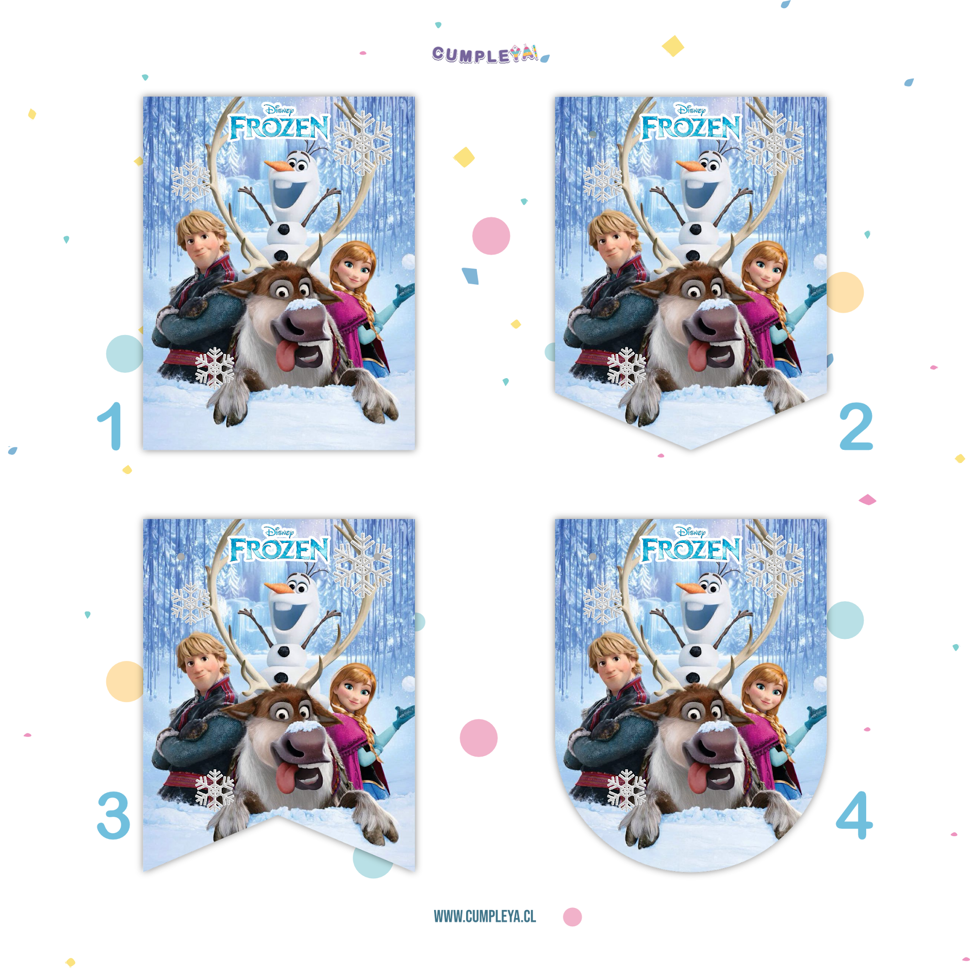 BANDERIN FROZEN POR LETRA 11X14CM