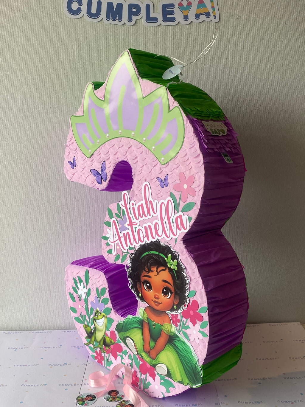 PIÑATA NUMERO 3 PRINCESA TIANA BEBE 60CM PREMIUM