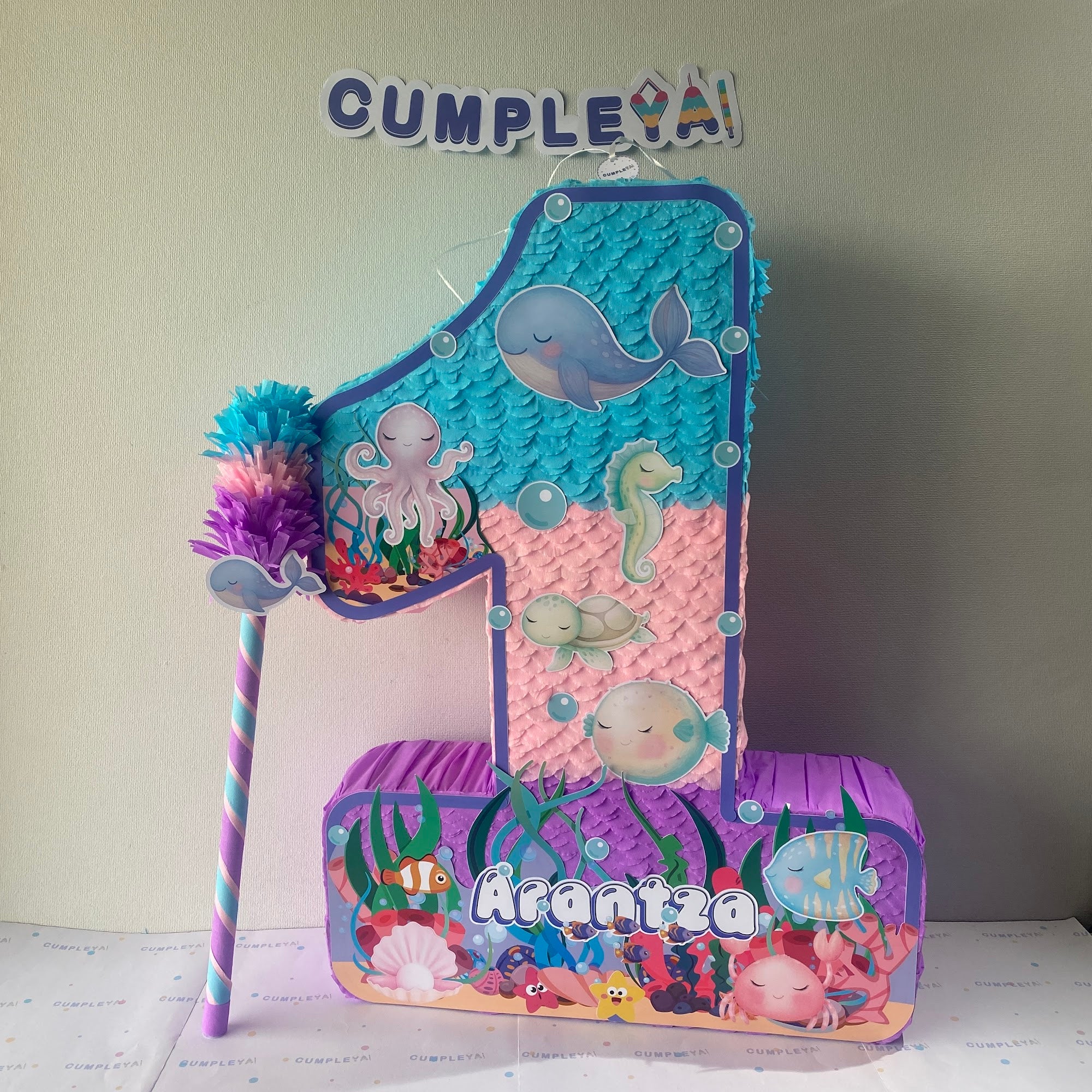 PIÑATA NUMERO 1 ANIMALITOS DE MAR NIÑA 60CM PREMIUM