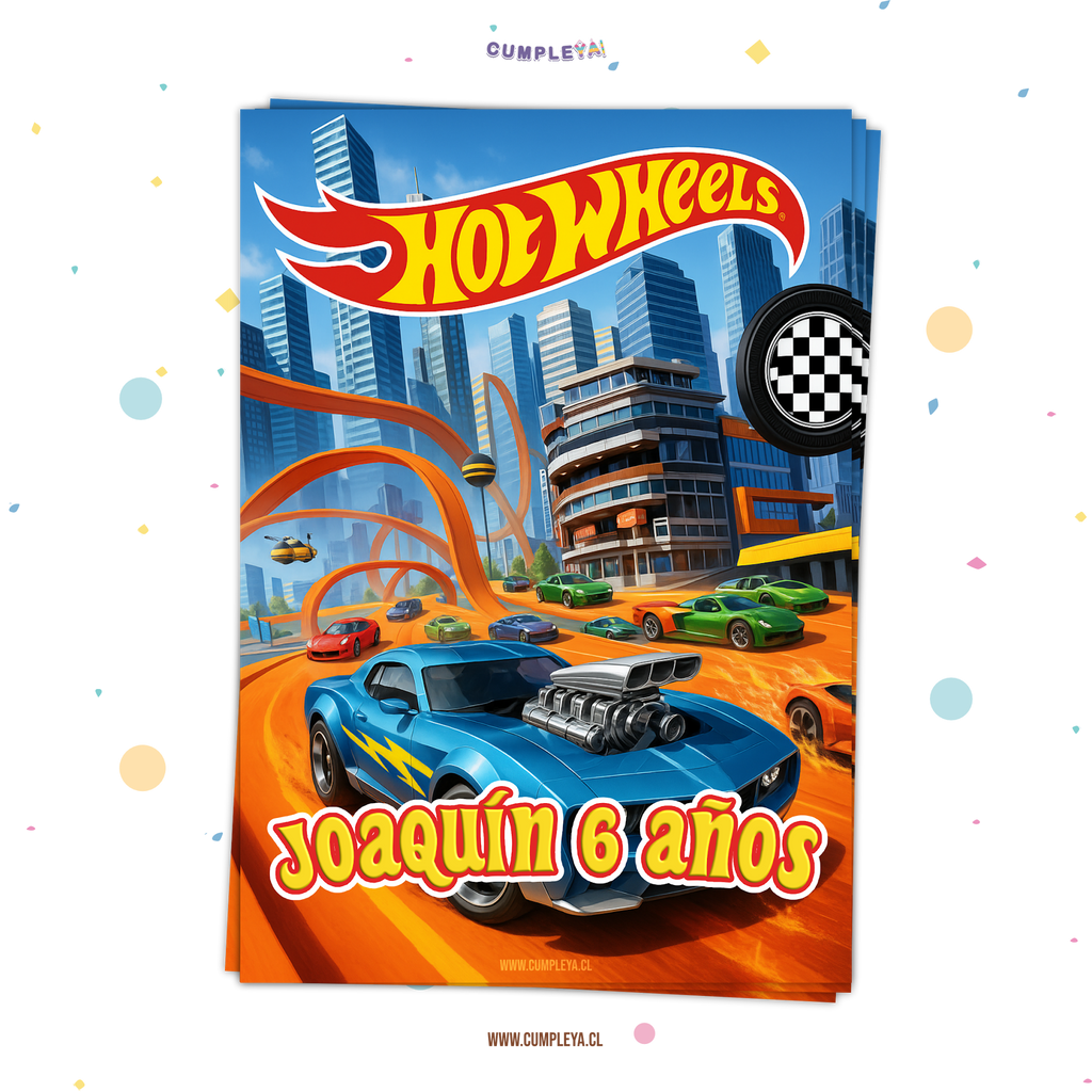 STICKER HOT WHEELS PARA BOLSA SORPRESA 14X20CM TEMÁTICO
