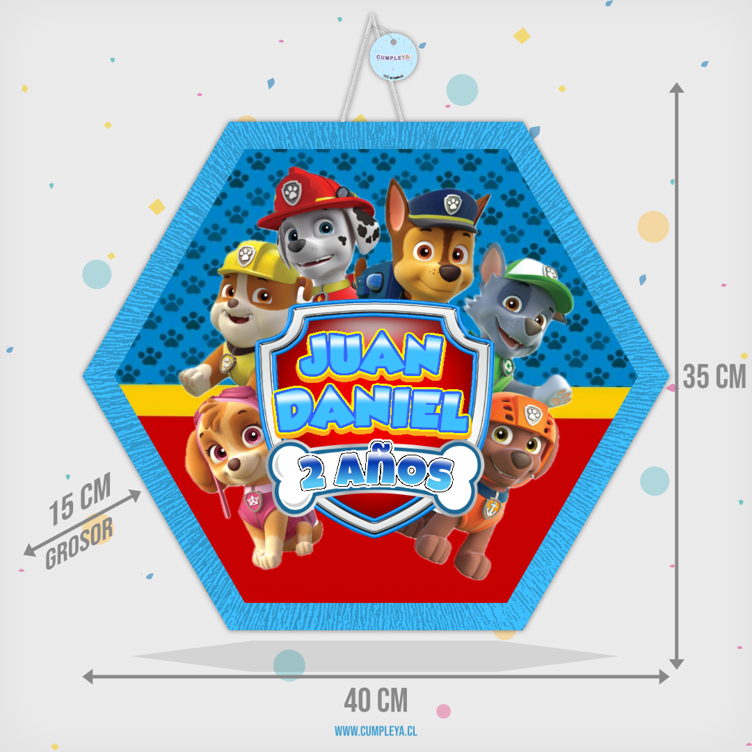 PIÑATA PAW PATROL HEXAGONAL EXPRÉS 40CM