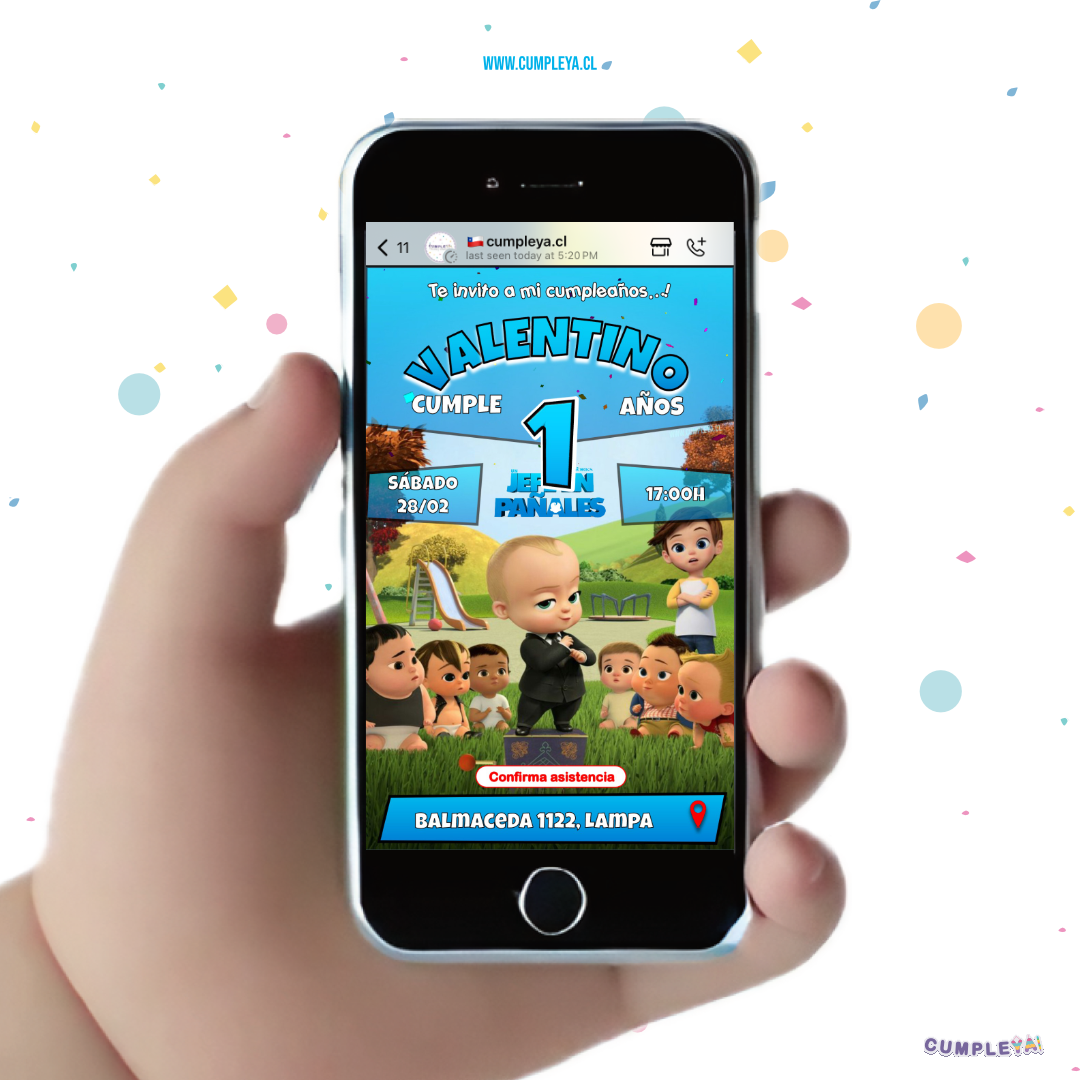 INVITACIÓN JEFE EN PAÑALES ANIMADA