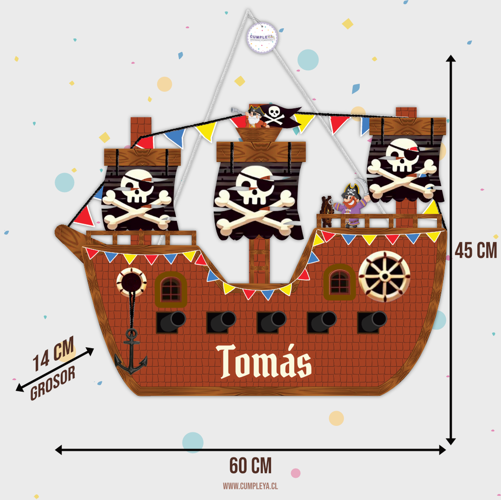 PIÑATA BARCO PIRATA 60CM PREMIUM