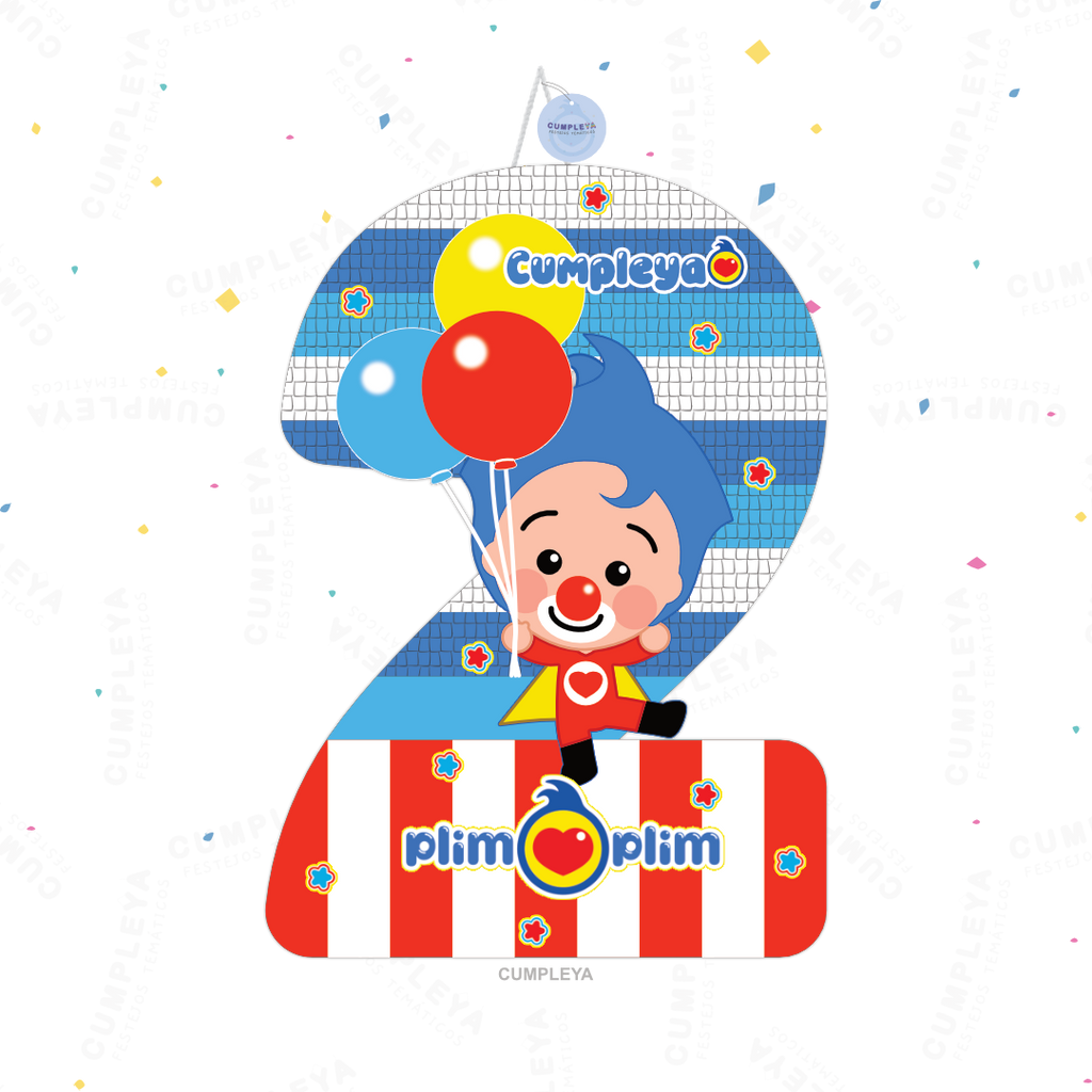 PIÑATA NUMERO 2 PLIM PLIM 60CM PREMIUM