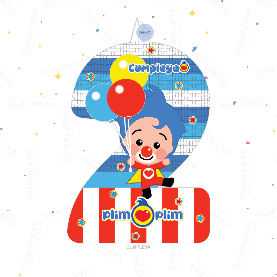 PIÑATA NUMERO 2 PLIM PLIM 60CM PREMIUM