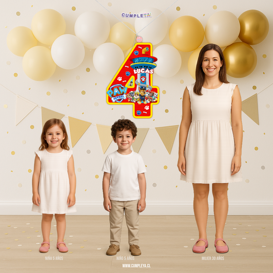 PIÑATA NUMERO 4 PAW PATROL 60CM PREMIUM