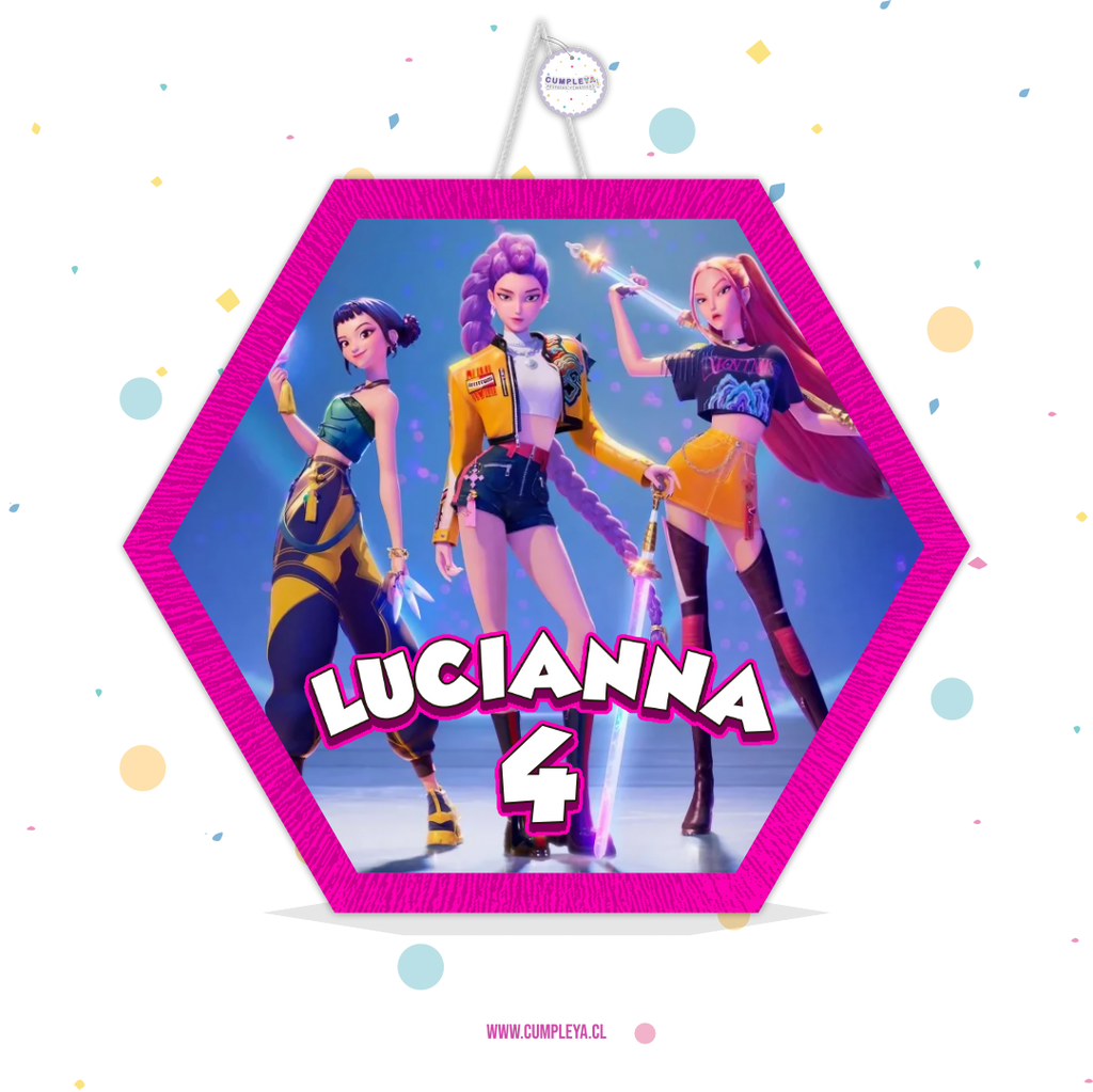 PIÑATA GUERRERA K-POP HEXAGONAL EXPRÉS 40CM