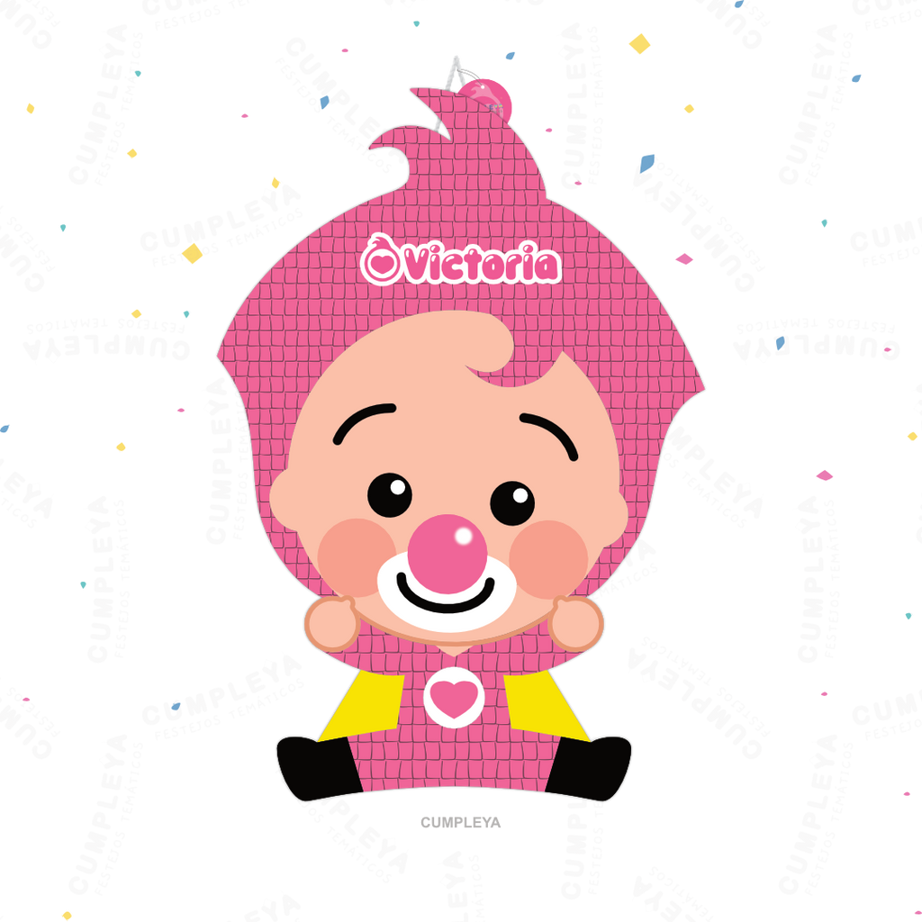 PIÑATA PAYASO PLIM PLIM ROSA SENTADO 60CM PREMIUM