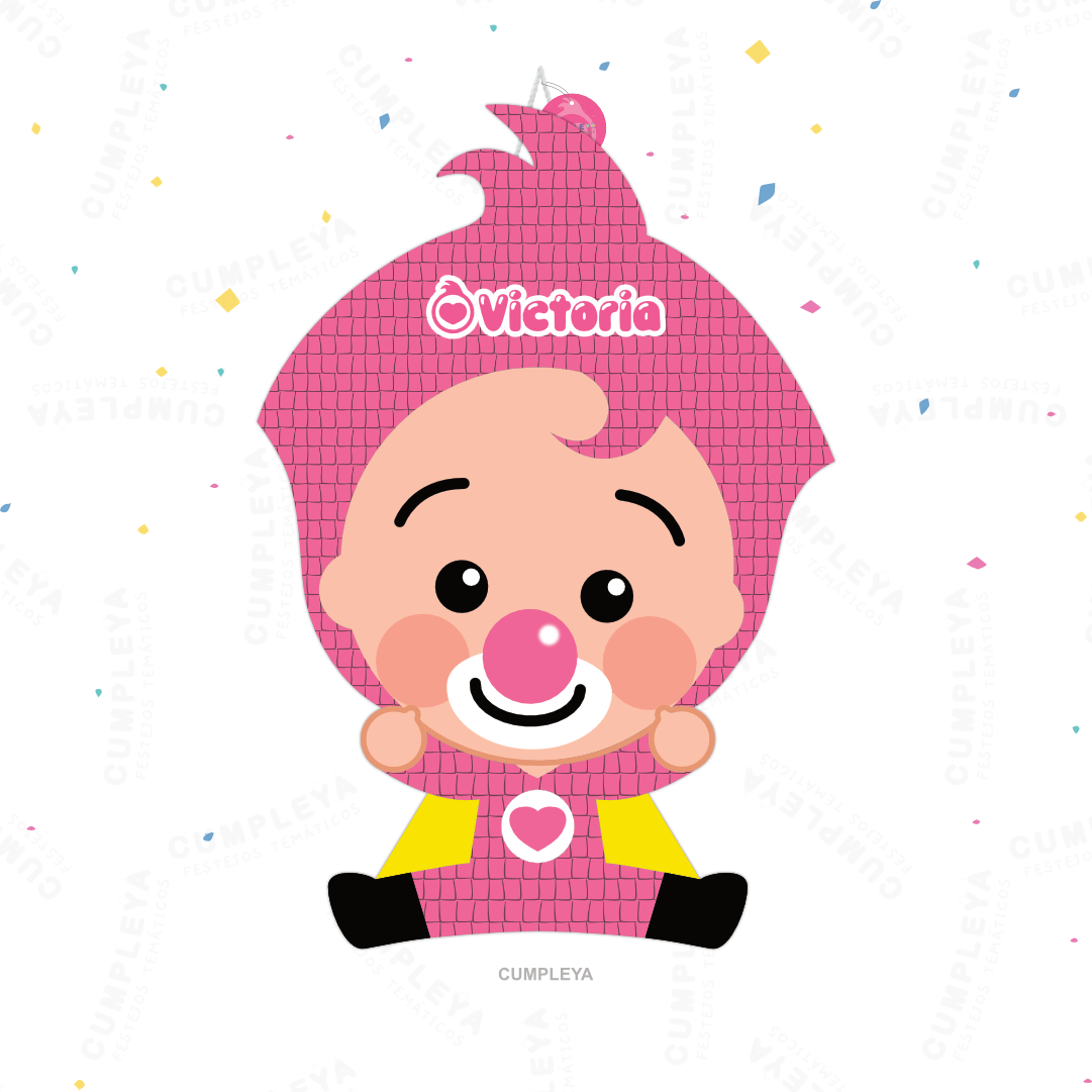 PIÑATA PAYASO PLIM PLIM ROSA SENTADO 60CM PREMIUM