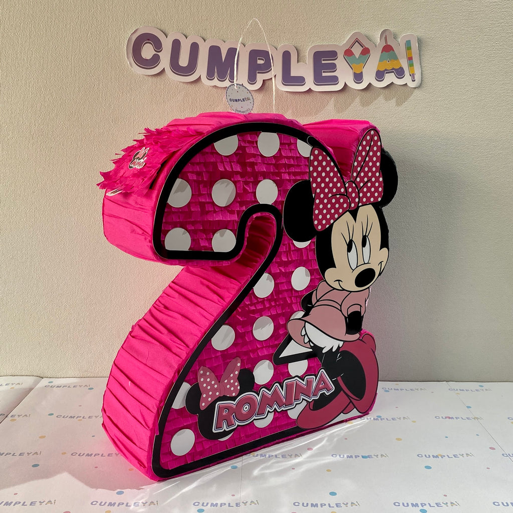 PIÑATA NUMERO 2 CON MINNIE DISNEY 40CM PREMIUM