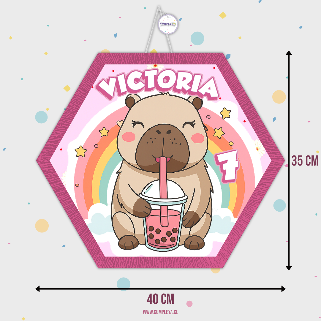 PIÑATA CAPIBARA HEXAGONAL EXPRÉS 40CM