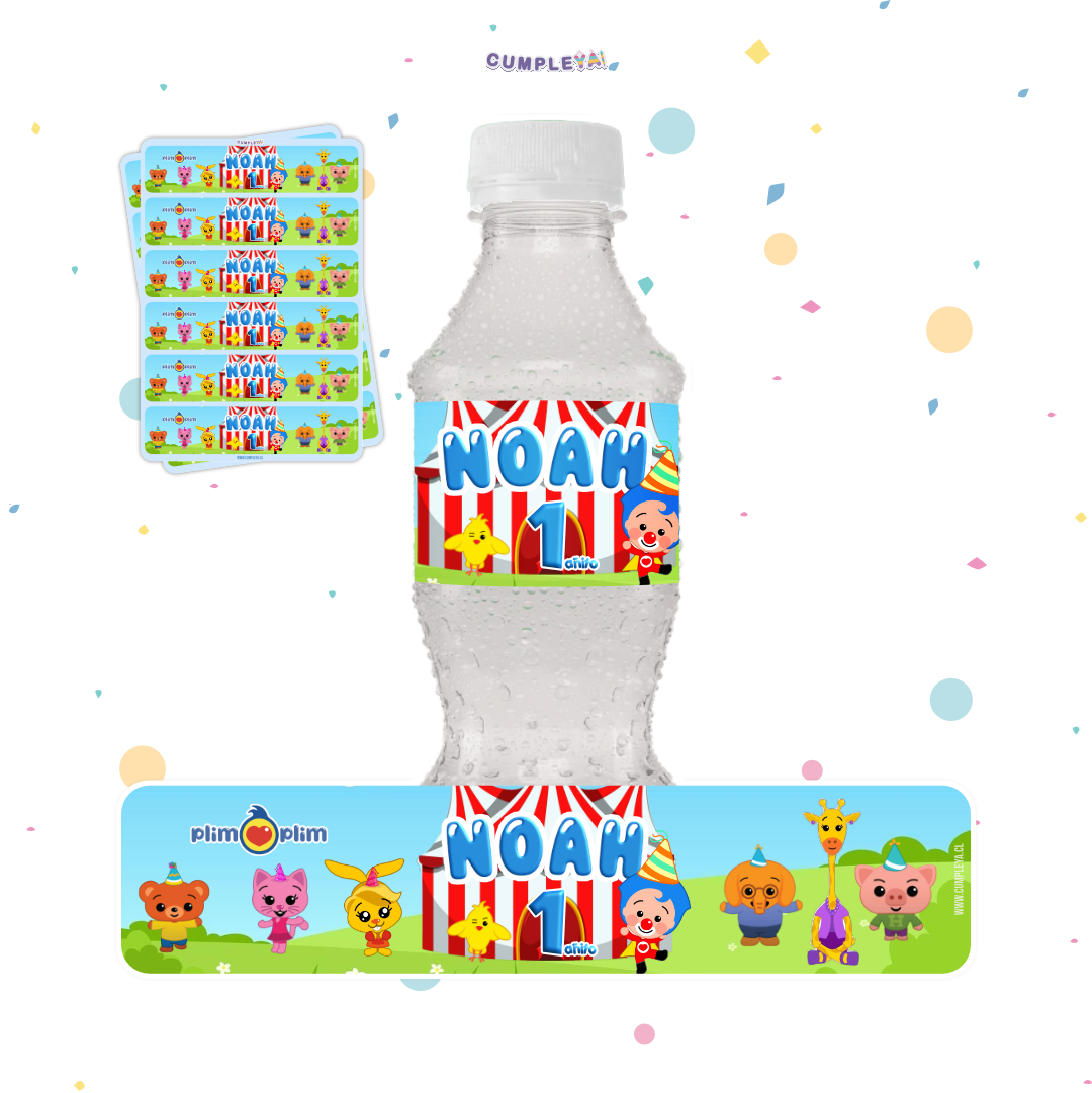 STICKER PARA BOTELLA 12 U PLIM PLIM