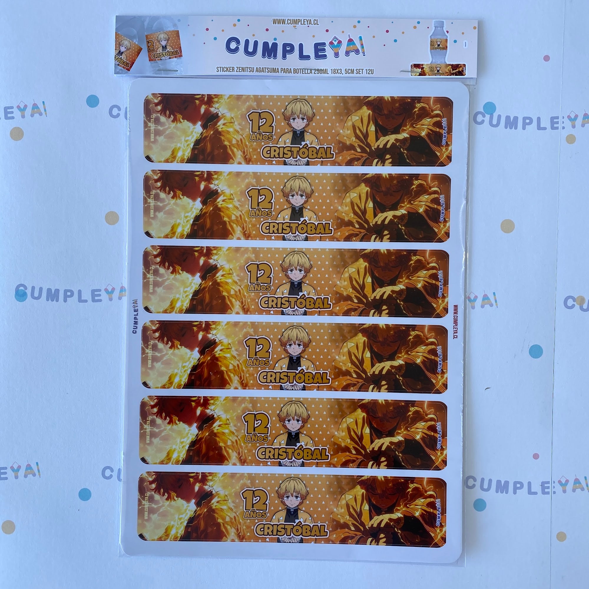 STICKER PARA BOTELLA 12 U ZENITSU AGATSUMA