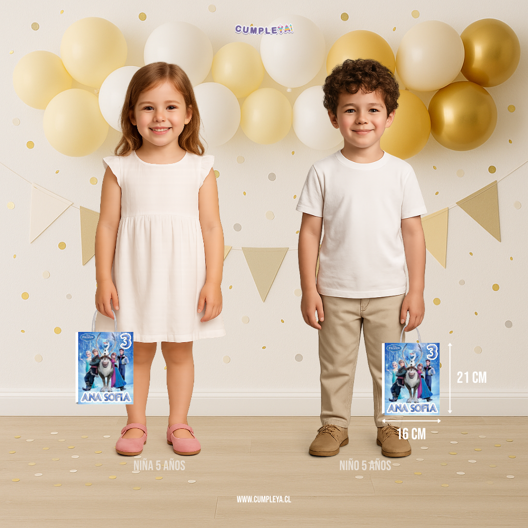 BOLSA SORPRESA FROZEN PERSONALIZADO 16X21X8CM