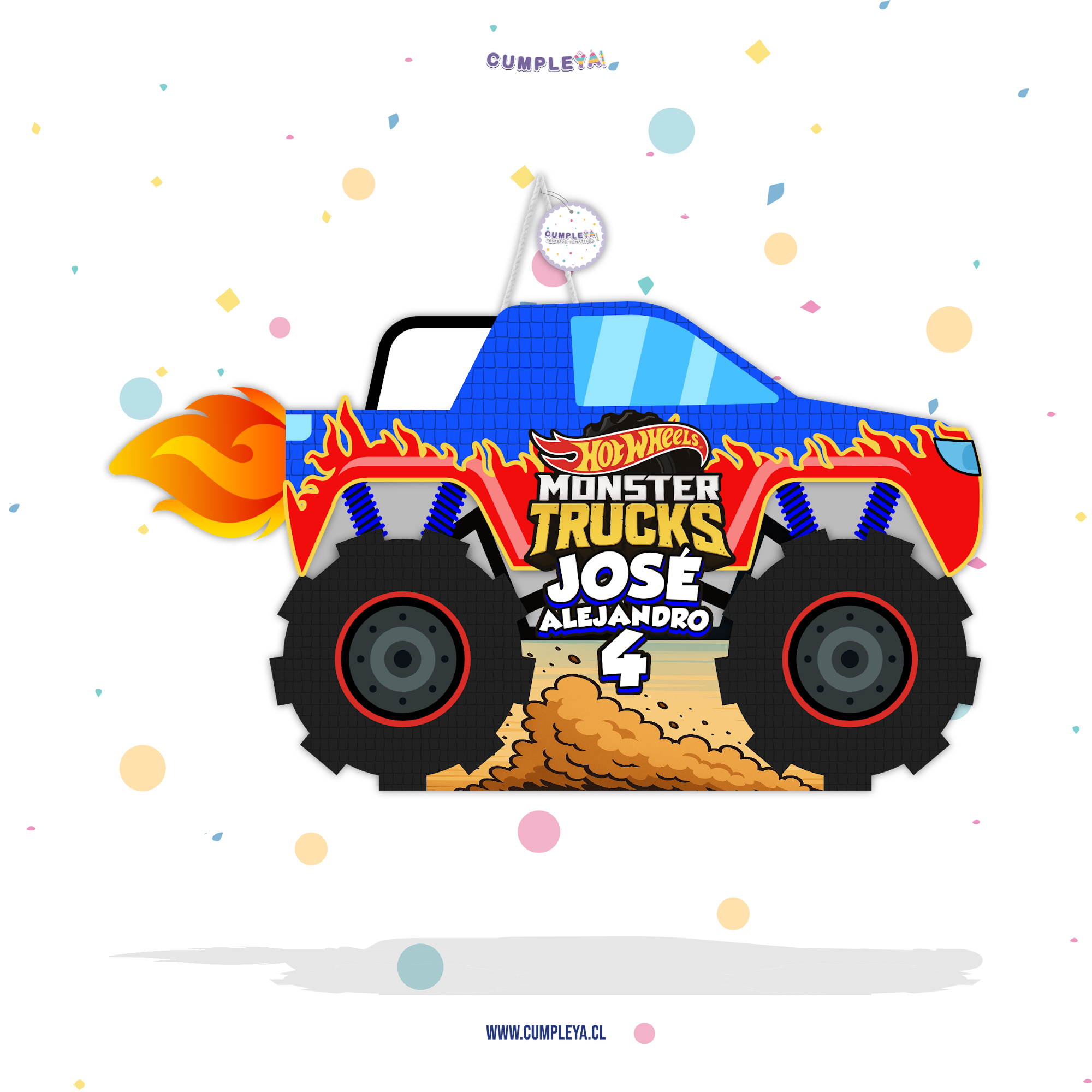 PIÑATA MONSTER TRUCK AZUL 60CM