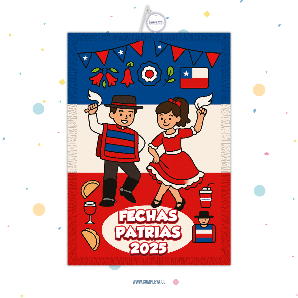 PIÑATA FIESTAS PATRIAS CHILE RECTANGULAR EXPRÉS 50CM