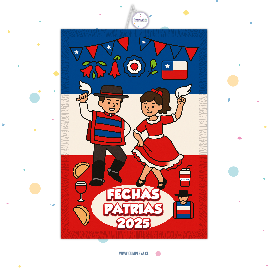 PIÑATA 40 CM RECTANGULAR FIESTAS PATRIAS CHILE