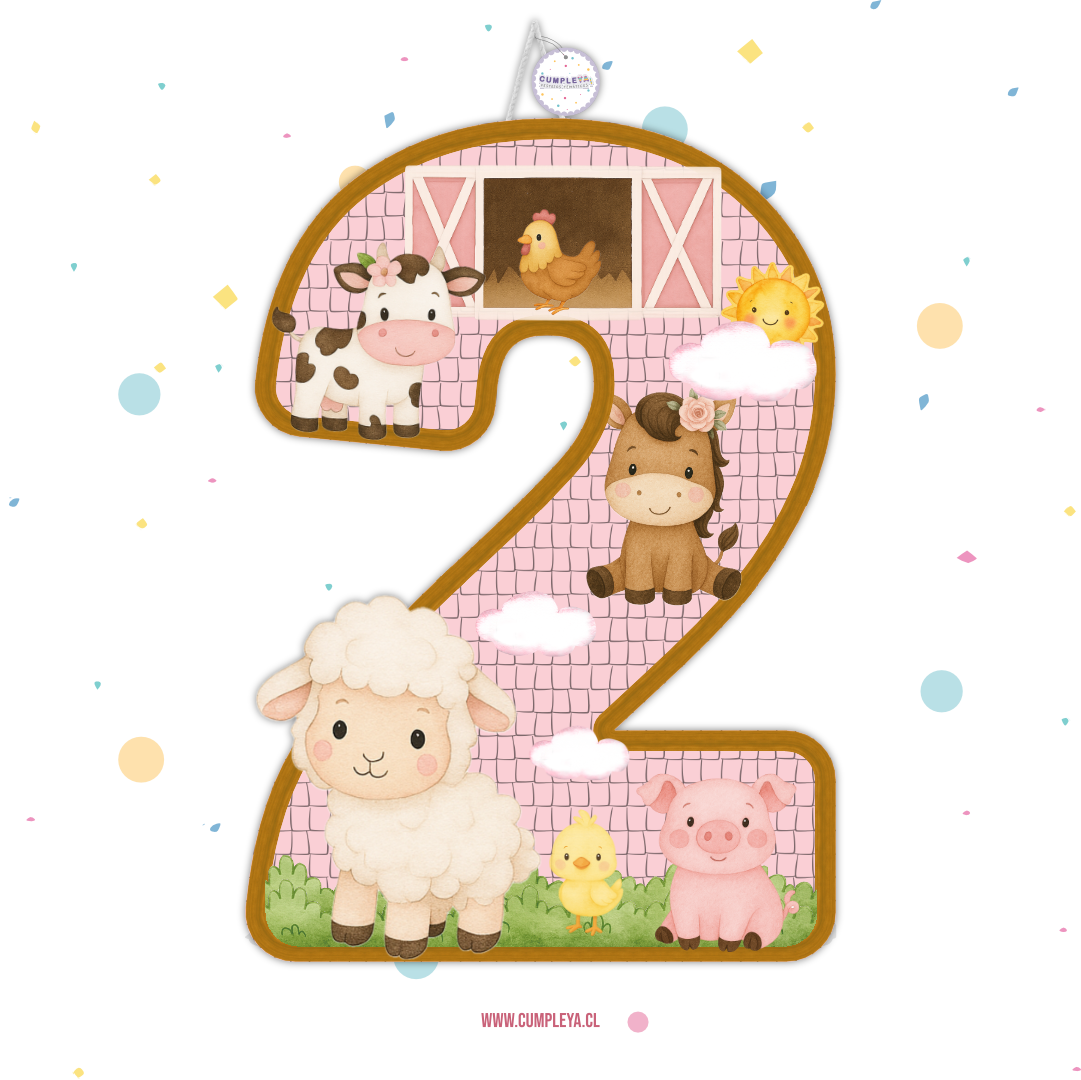PIÑATA NUMERO 2 GRANJA 60CM PREMIUM