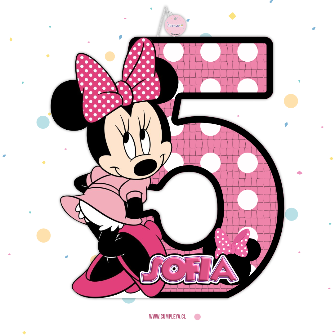 PIÑATA PIÑATA NUMERO 5 CON MINNIE 40CM PREMIUM