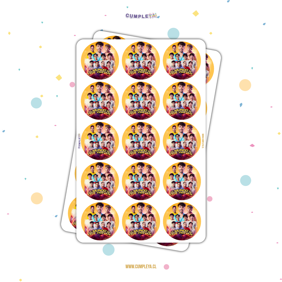 30 STICKER CIRCULARES 5 X 5 CM FEDE VIGEVANE