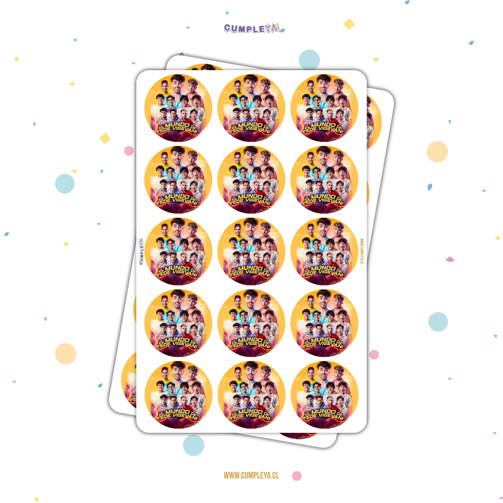 STICKER FEDE VIGEVANE CIRCULARES 5X5CM 30U TEMÁTICO