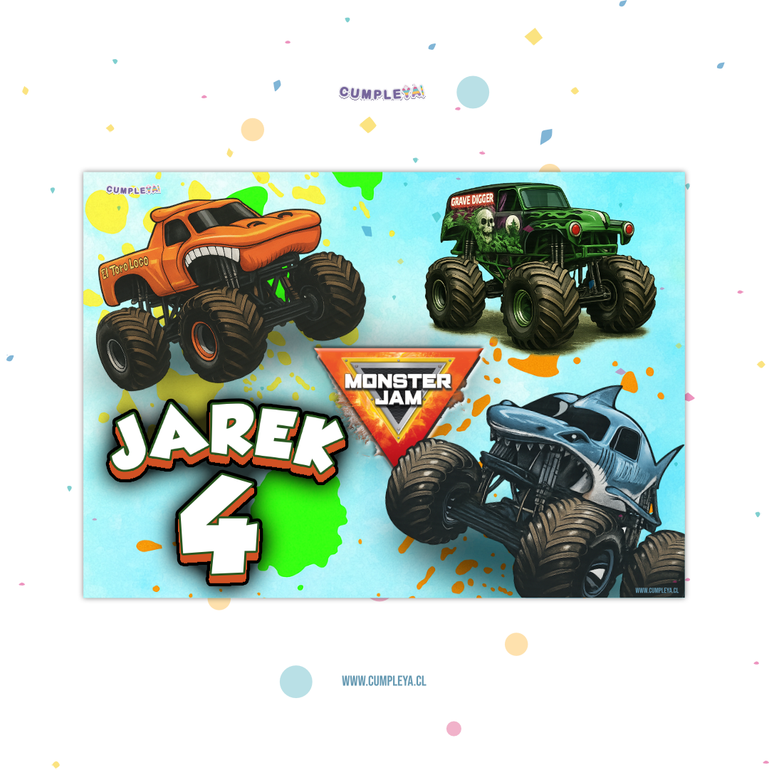 INDIVIDUALES MONSTER TRUCK PAPEL BOND 21X30CM
