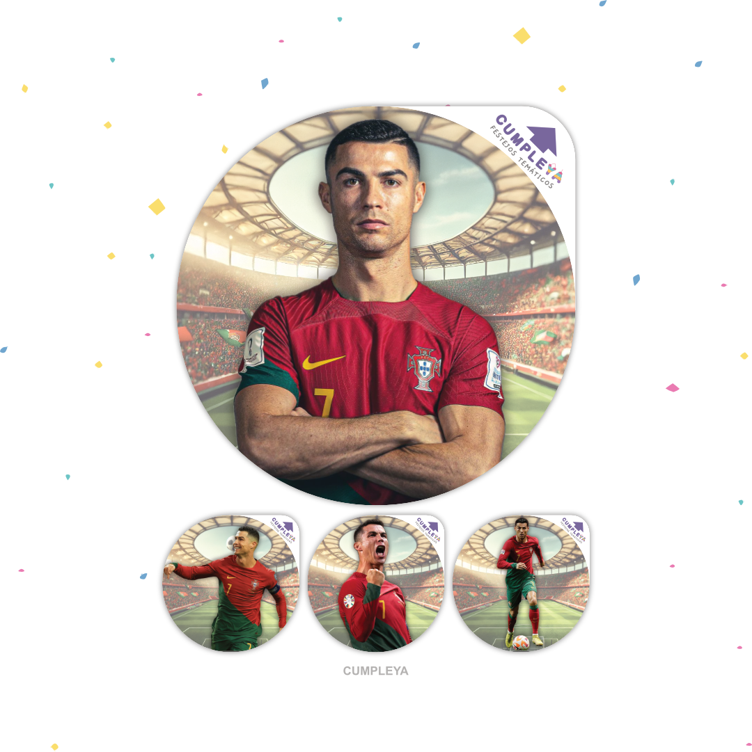 STICKER CRISTIANO RONALDO PORTUGAL CIRCULARES 5X5CM 30U TEMÁTICO