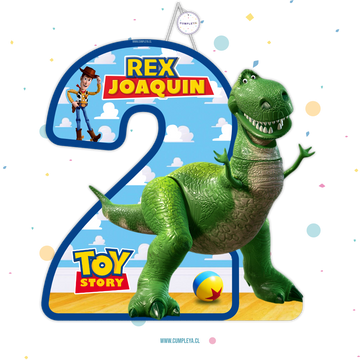 PIÑATA 40 CM NUMERO DOS REX TOY STORY