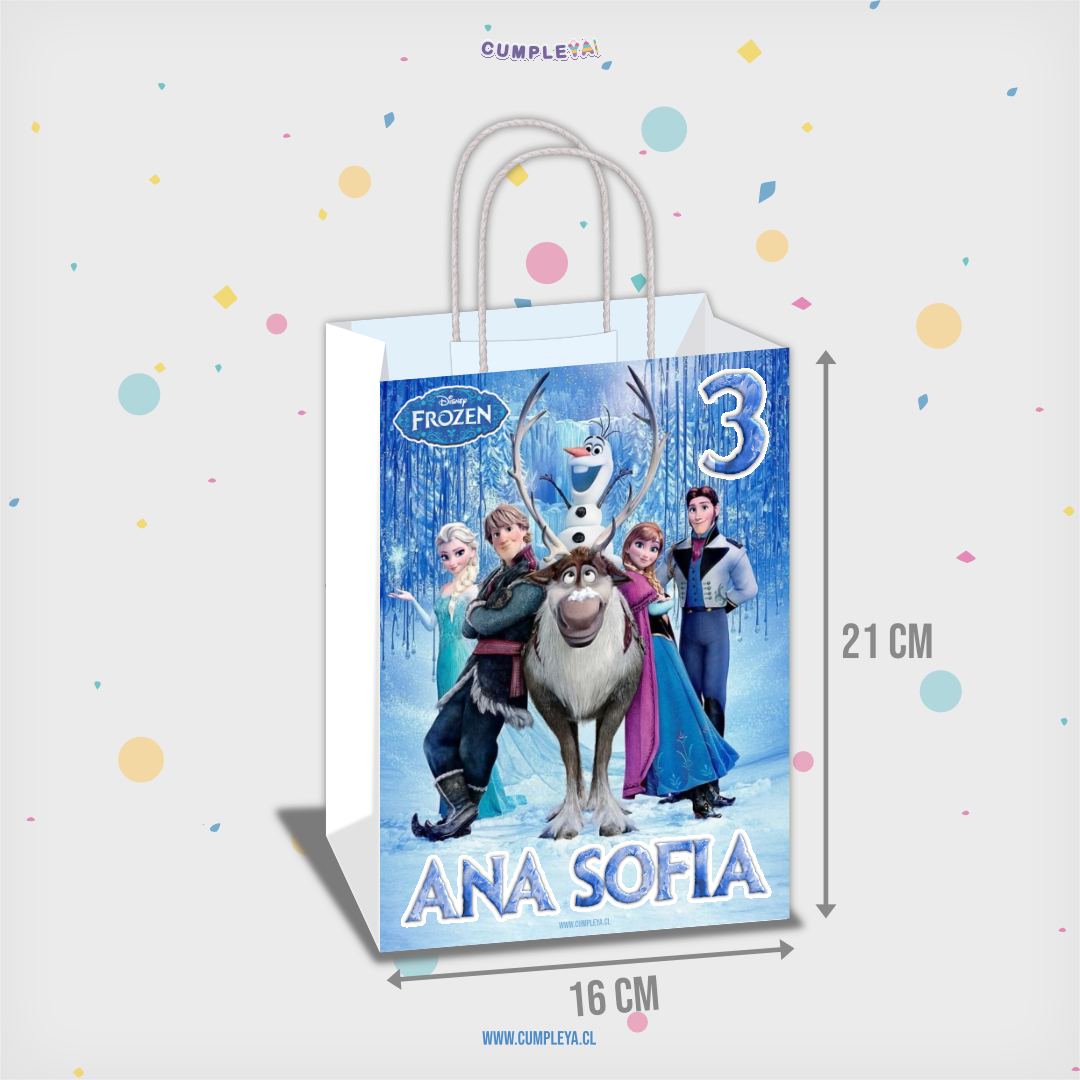 BOLSA SORPRESA FROZEN PERSONALIZADO 16X21X8CM