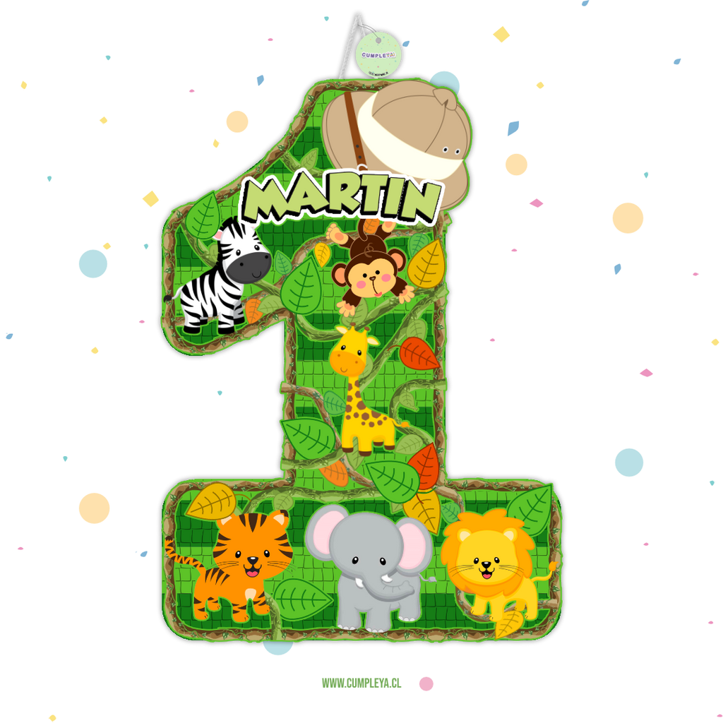 PIÑATA NUMERO UNO SAFARI 40CM PREMIUM