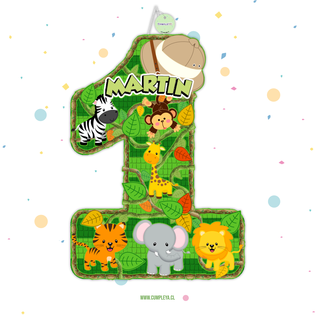 PIÑATA NUMERO UNO SAFARI 40CM PREMIUM