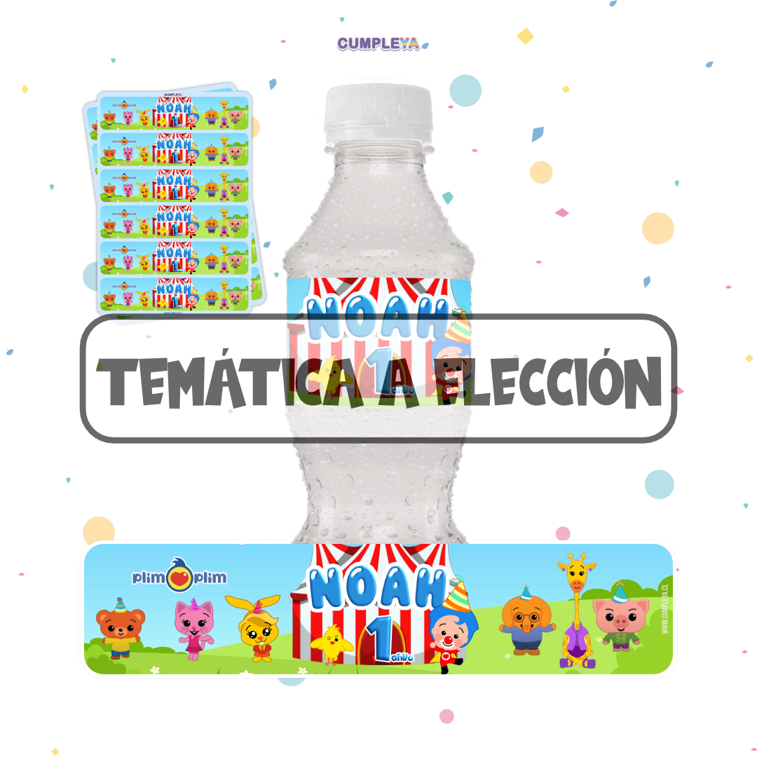 STICKER PARA BOTELLA 12 U TEMÁTICA A ELECCIÓN