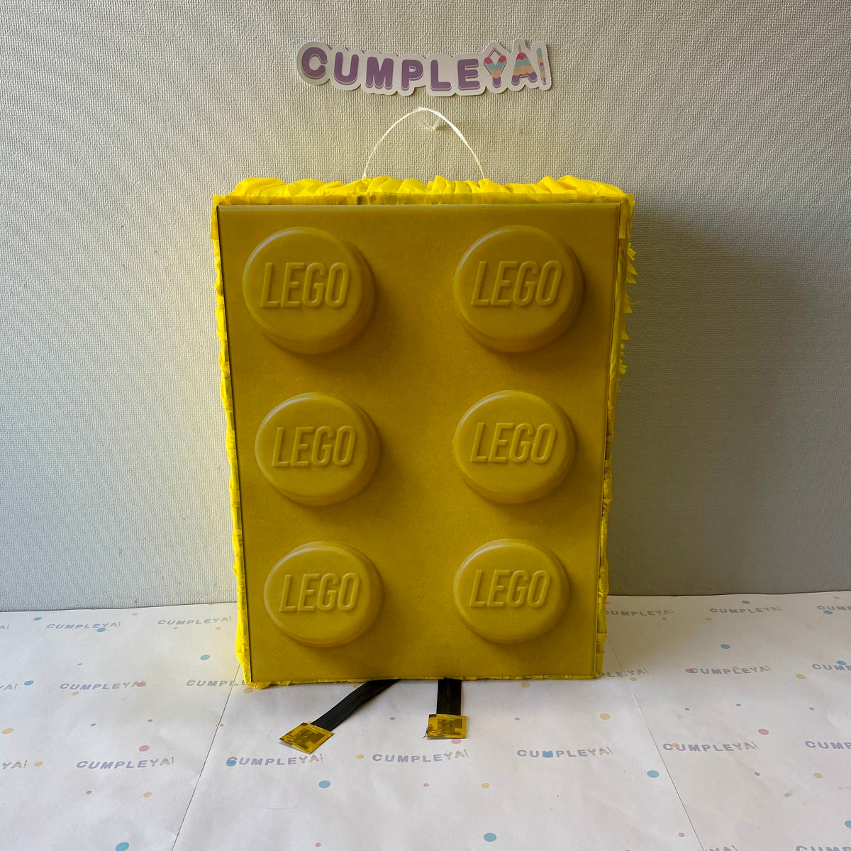 PIÑATA 40 CM PIÑATA BLOQUE LEGO AMARILLO