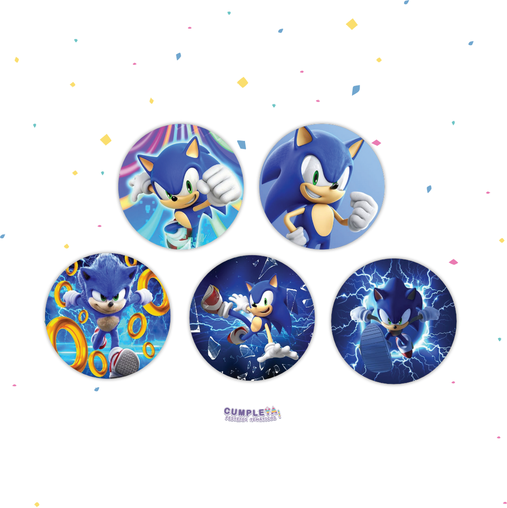 STICKER SONIC CIRCULARES 5X5CM 30U TEMÁTICO