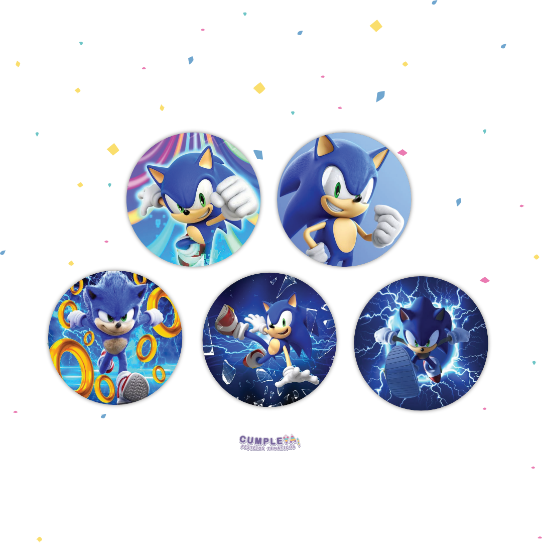 STICKER SONIC CIRCULARES 5X5CM 30U TEMÁTICO