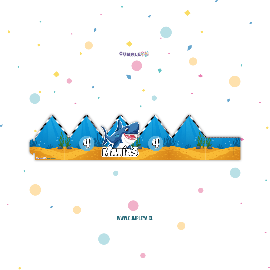 CORONA TIBURON AZUL 62X14CM