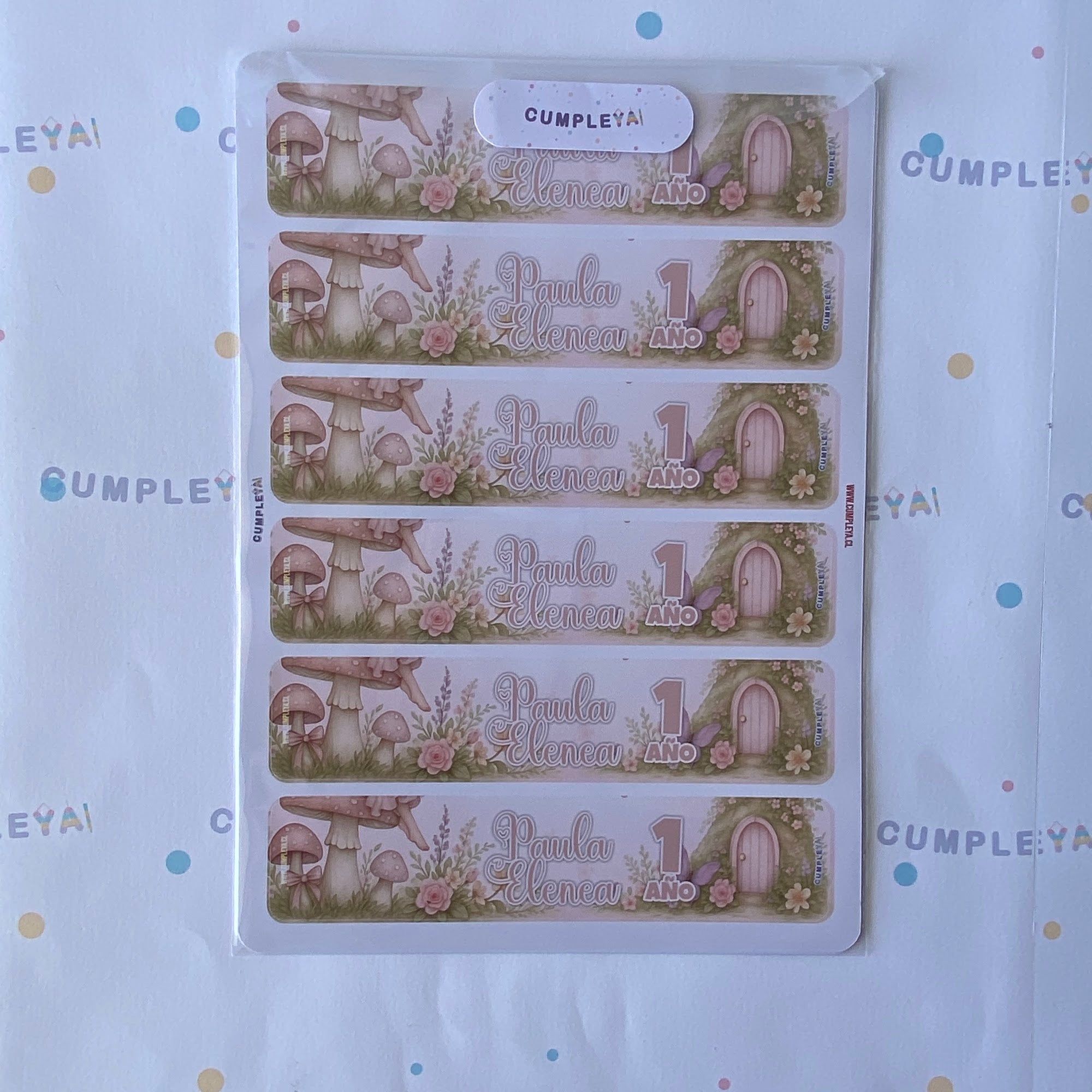 STICKER HADA PARA BOTELLA 250ML 18X3, 5CM SET 12U TEMÁTICO