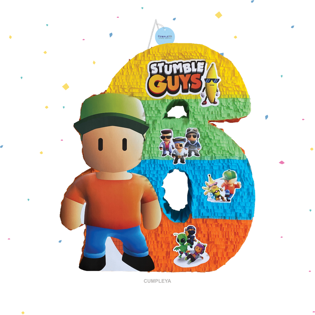PIÑATA NÚMERO 6 MOTIVO STUMBLE GUYS 60CM PREMIUM