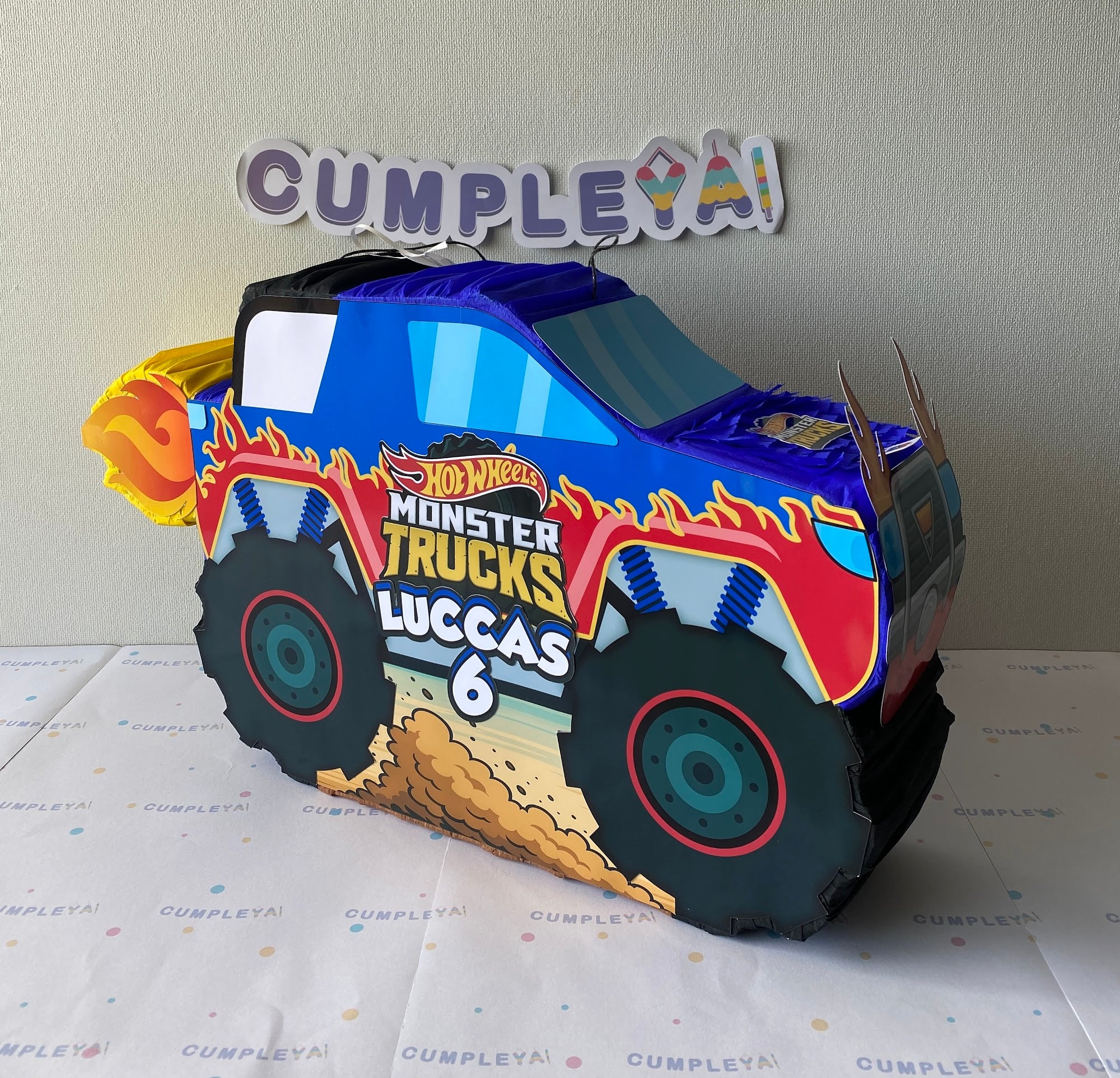 PIÑATA 60 CM MONSTER TRUCK AZUL