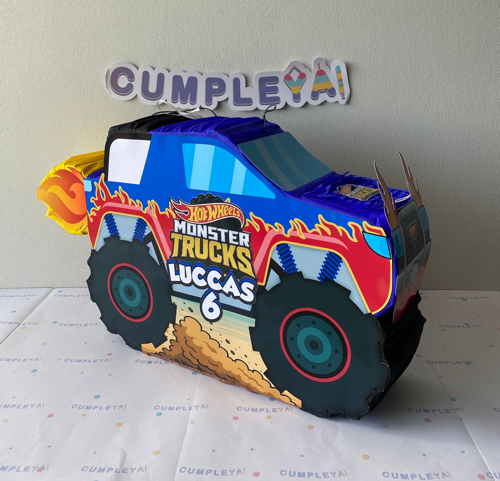 PIÑATA 60 CM MONSTER TRUCK AZUL
