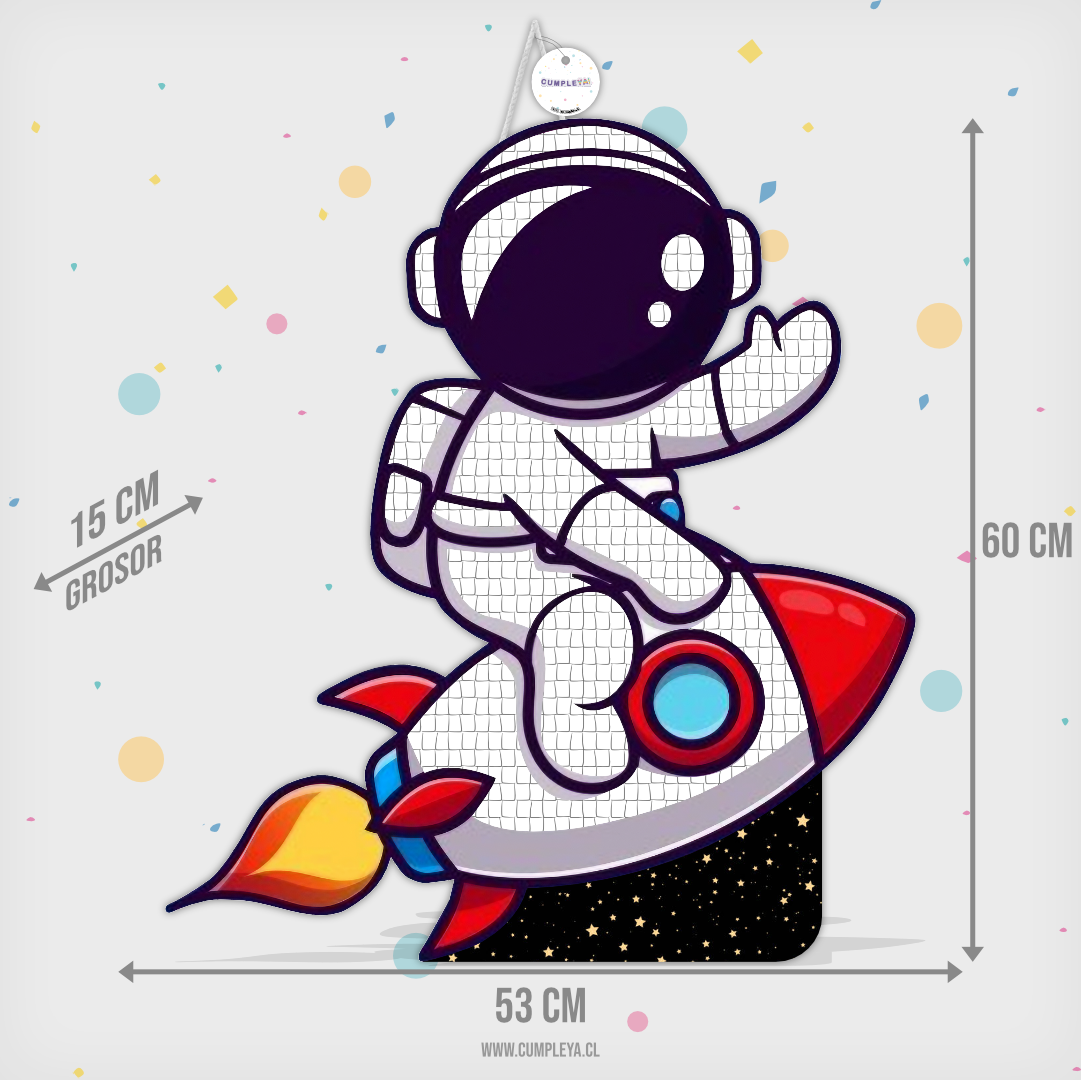 PIÑATA ASTRONAUTA CON COHETE 60CM PREMIUM