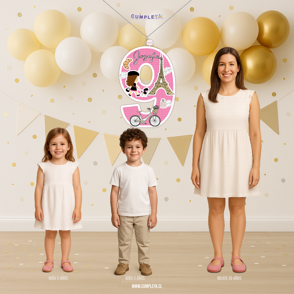 PIÑATA NUMERO NUEVE PARIS 60CM PREMIUM