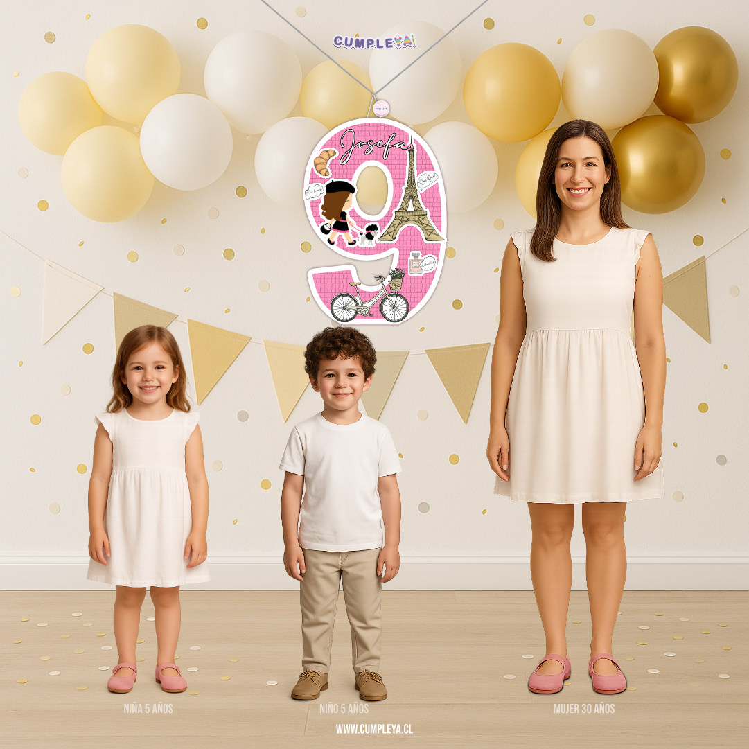 PIÑATA NUMERO NUEVE PARIS 60CM PREMIUM