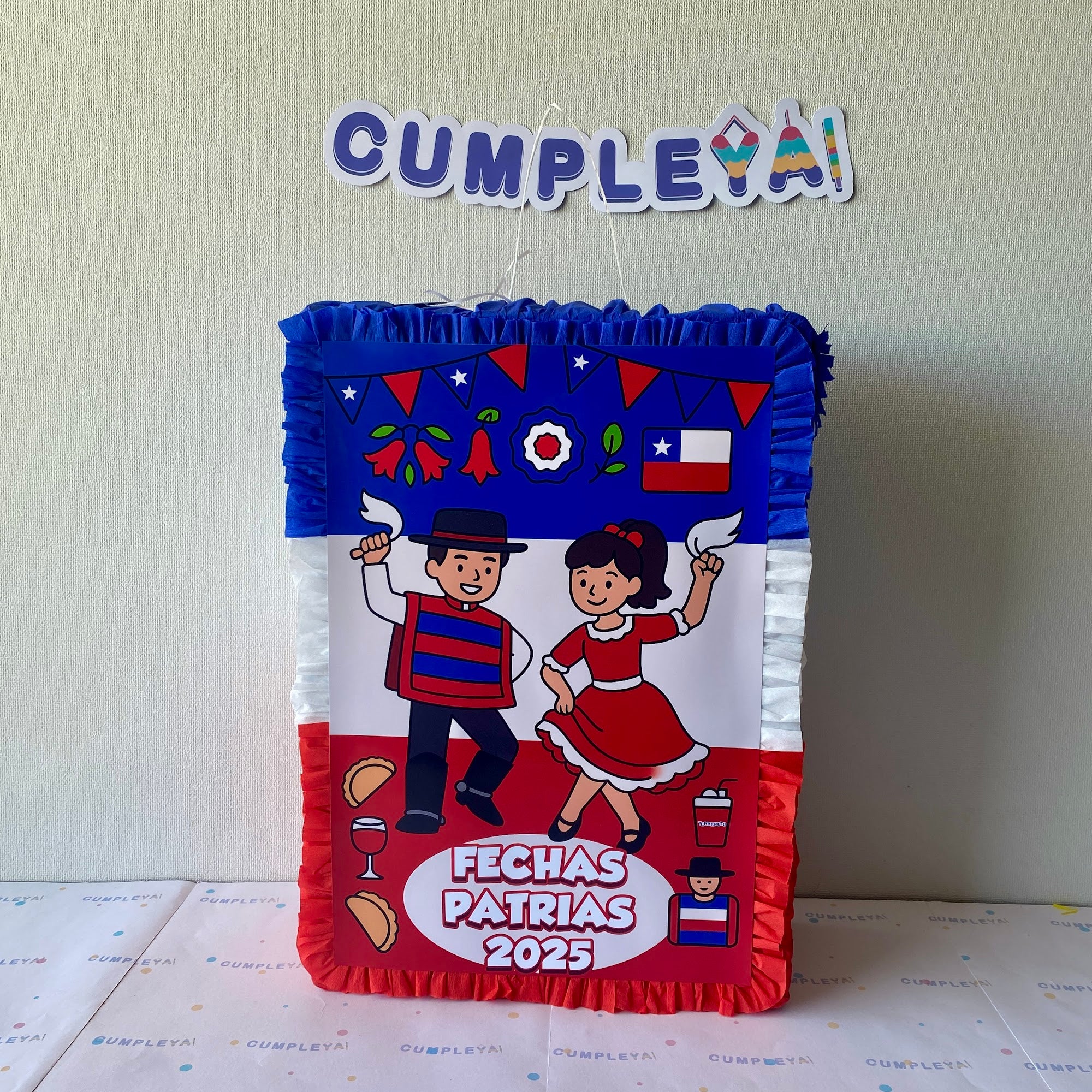 PIÑATA FIESTAS PATRIAS CHILE RECTANGULAR EXPRÉS 50CM