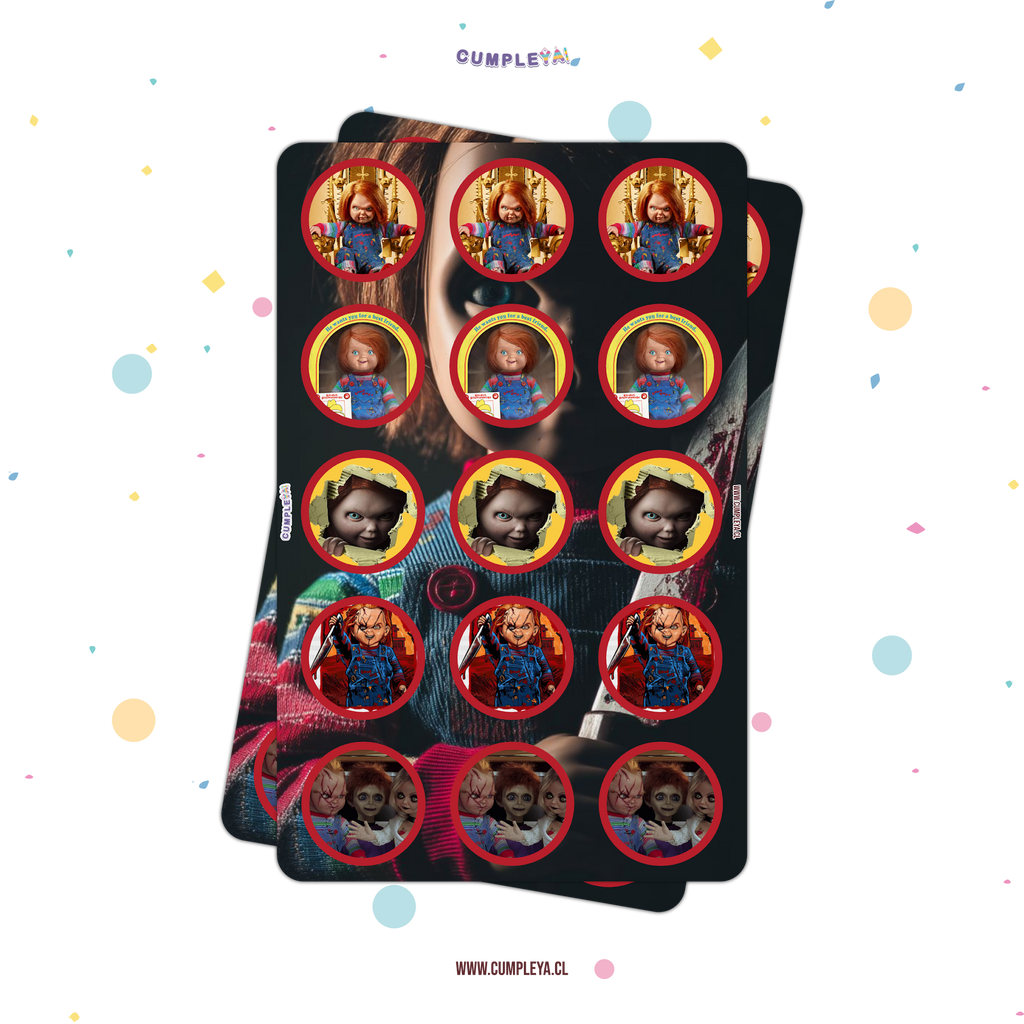 STICKER CHUKY CIRCULARES 5X5CM 30U TEMÁTICO