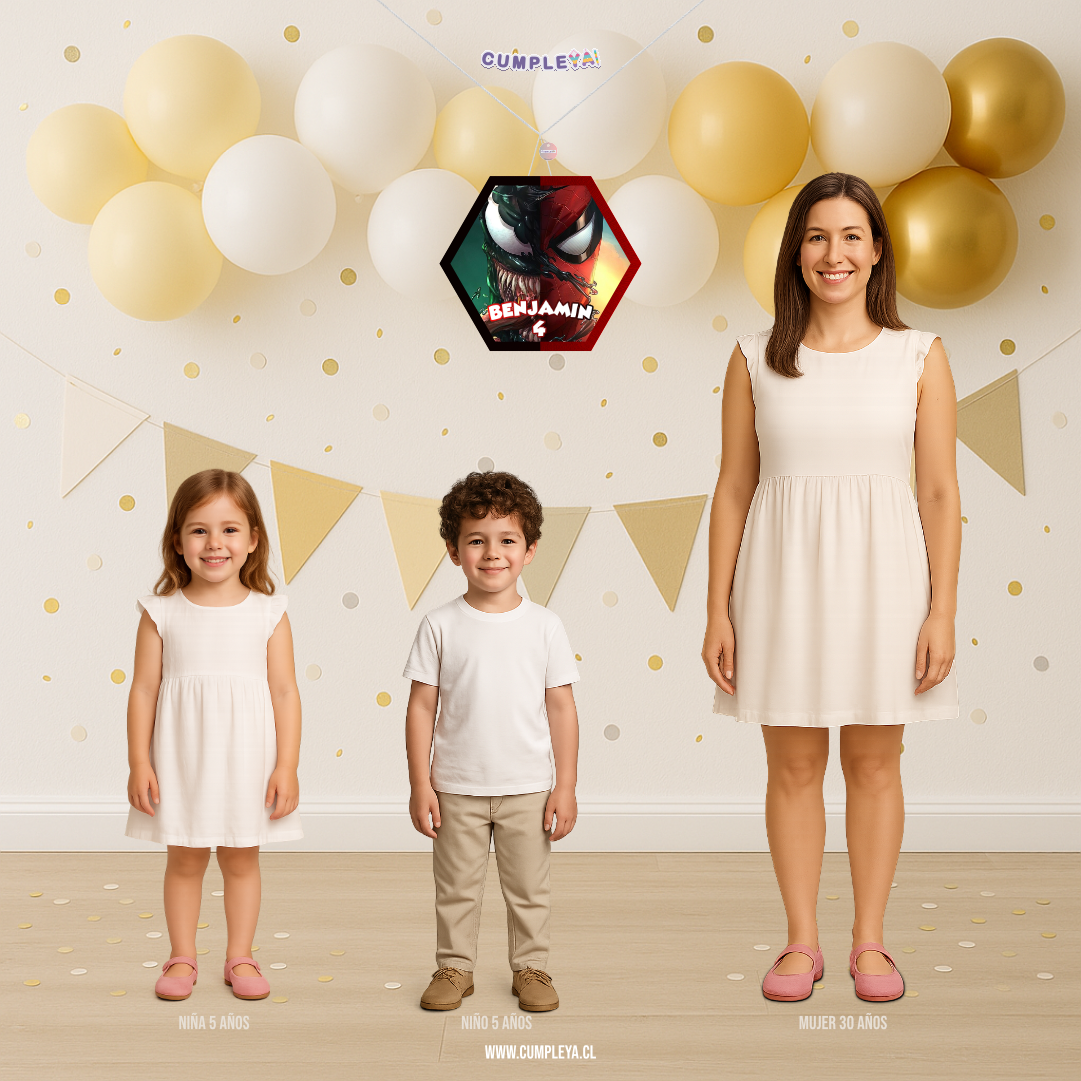 PIÑATA SPIDERMAN Y VENOM HEXAGONAL EXPRÉS 40CM