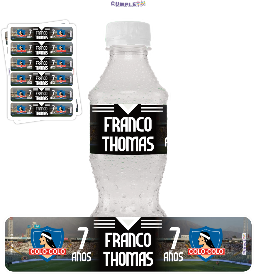 STICKER PARA BOTELLA 250ML 18X3, 5CM SET 12U