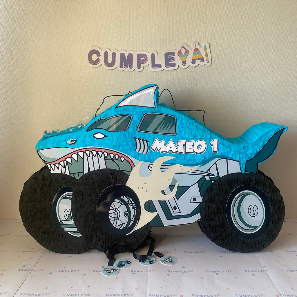 PIÑATA TIBURON AZUL MONSTER JAM 60CM PREMIUM